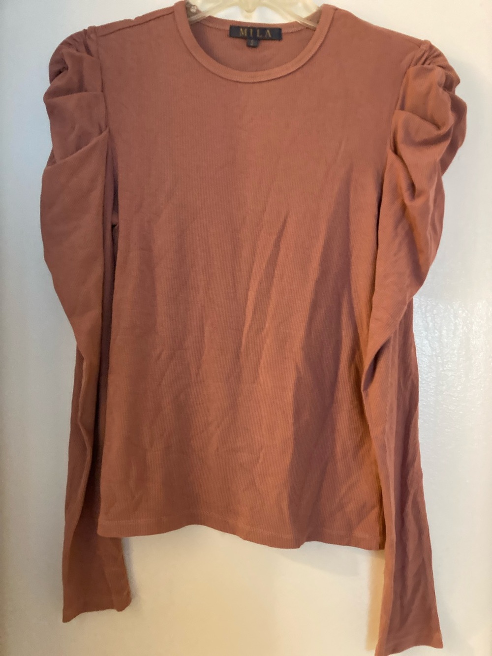 Women's Dusty Rose Puff-Sleeve Long Sleeve Tee